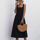 Women's Casual Summer Dress Vintage Print Knee Length Dress Sleeveless Loose Sling Dress Off Shoulder Vest Dress Casual Wear Party Beach Dresses | Women's Work Dresses