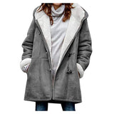 Plus Size Jackets for Women,Womens Winter Fuzzy Fleece Hooded Jackets Casual Long Sleeve Warm Cardigan Coat with Pockets | Women's Coat & Jacket
