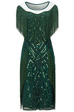 1920s Gatsby Dress Long Fringe Flapper Dress Roaring 20s Sequins Beaded Dress Vintage Art Deco Dress