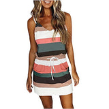 Summer Dress for Women Casual V-Neck Sleeveless Bandage Stripe Printing Loose Vest Sling Premium Dresses | Original Brand