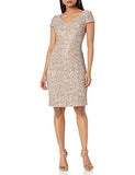 Champagne Ivory Women's Short Shift Knee Length V Neck Dress Petite & Regular - Alex Evenings | Women's Cocktail Dresses