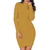 Koinshha Women's Sweater Dress Cable Knit Slim Fit Warm Turtleneck Sweater Dress | Women's Casual Dresses