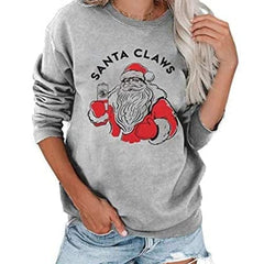 Santa Christmas Sweatshirt Women Merry Christmas Top Tee Xmas Gift Pullover Casual Long Sleeve Shirt