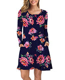 Women's Long Sleeve Tops T-shirt Dress Round Neck Casual Loose Dress