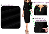 Womens Front Zipper Tie Waist Slim Work Business Office Bodycon Pencil Dress | Women's Work Dresses