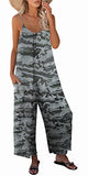 Green Camouflage Casual Sleeveless Strap Loose Adjustable Jumpsuits Stretchy Long Pants Romper with Pockets - SNUGWIND | Women's Romper & Jumper Suit