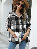 Womens Flannel Button Down Shirts Boyfriend Long Sleeve Oversized Blouses Tops 6020 C-Grey Small | Women's Casual Dresses
