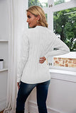 Breampot Women Cable Knit Jumper Casual Basic Long Sleeve Pullover Sweater Tops(White,Small) | Women's Sweaters