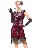 GVOICE Women's 20s Inspired Gatsby Dress - 1920s Fringed Hem Flapper Dress