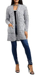 Ladies Cable Knit Open Waffle Boyfriend Cardigan Long Sleeve with Pockets | Women's Cardigan