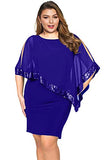 Womens Sequins Cape Overlay Plus Size Bodycon Party Cocktail Pencil Dress 1X-4X | Women's Formal Dresses