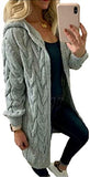 Women Ladies Cardigan Cable Knitted Oversized Long Hooded Chunky Jumper Cape Top