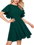 Dark Green Women's Stretchy A Line Swing Flared Skater Cocktail Party Dress - Romwe | Women's Cocktail Dresses
