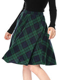 Women's Plaids Vintage Tartan Elastic Knee Length A-Line Skirt | Original Brand