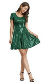 Halloween Women Shiny Fish Scales Mermaid Costume Short Sleeve Dress S-XXL