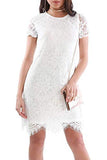 Womens Floral Gold Lace Trim Bodycon Party Midi Dress