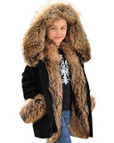 Aofur Kids Unisex Coat Winter Black Jacket Faux Fur Parka Casual Hooded Warm Trench Outwear Children Clothes for Girls…