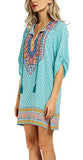 Neck Tie Vintage Printed Ethnic Style Summer Shift Dress