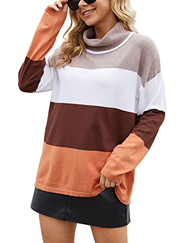 VIISHOW Women's Turtleneck Sweater Long Sleeve Cozy Warm Sweater Casual Lightweight Soft Pullover Jumper Tops