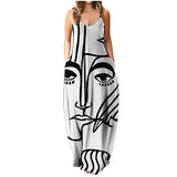 Sexy Dresses for Women, Womens Summer Dresses Long Vintage Printing V-Neck Sleeveless Maxi Dresses | Original Brand