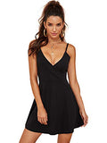 Women's V Neck Adjustable Spaghetti Straps Sleeveless Sexy Backless Dress