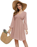 Women's Swiss Dot Long Sleeve Bridesmaid Dress V Neck Maternity Dress