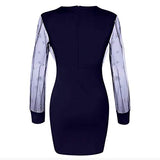 Women's Sexy Transparent Bodycon Dress Black Mesh Pencil Skirt Tulle Sleeve Wrap Dress Bodycon Short V Neck Sequins Ceremony Cocktail Casual Dress | Original Brand | Women's Cocktail Dresses