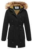 WenVen Women's Winter Thicken Fleece Jacket Fur Hooded Military Parka Coat