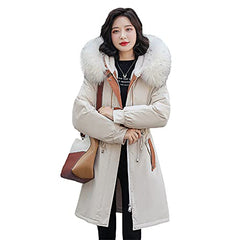 chouyatou Women's Windproof Quilted Sherpa Lined Faux Fur Hooded Winter Parka Coat Jacket