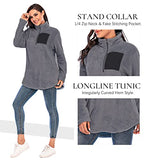 Womens Teddy Fleece Pullover Sweatershirt 1/4 Zip Fluffy Fuzzy Tunic Hoodies Stripes Outwear Tops with Pockets | Original Brand | Women's Cardigan