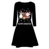 Christmas Dresses Fashion Long Sleeve O-Neck Lovely Christmas Print Evening Prom Costume Dress Xmas Daily Dress | Original Brand | Women's Work Dresses