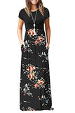 AUSELILY Women's Short Sleeve Loose Casual Long Maxi Dresses with Pockets