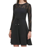 Women's Lace Sleeve Fit And Flare Dress | Women's Evening Gowns