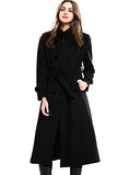 Escalier Women's Wool Trench Coat Winter Double-Breasted Jacket with Belts