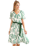 Women's Flowy Dress Hawaiian Tropical Leaves Flutter Sleeve Chiffon Dresses | Original Brand