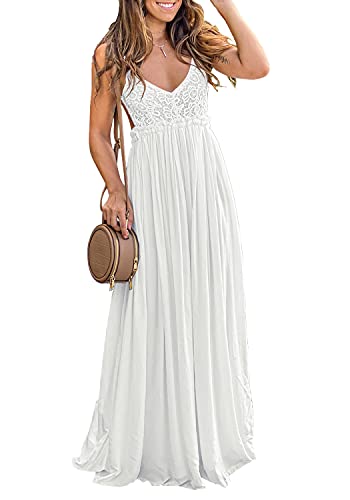 Women's Sleeveless Lace Fit & Flare Backless Maxi Dress