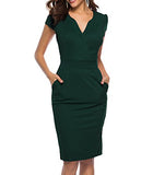 Women's Business Retro Cocktail Pencil Wear to Work Office Casual Dress | Women's Work Dresses