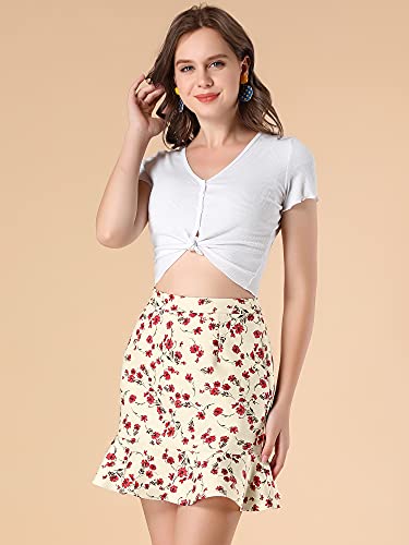 Jubilee Scalloped Hem Mini Skirt Floral White