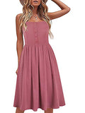 Women's Sleeveless Casual Dress With Pockets Button Spaghetti Strap Sundress Beach Party Dresses Ox332