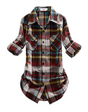 Match Women's Long Sleeve Flannel Plaid Shirt