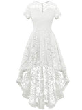 Women's Vintage Cocktail Dress Floral Lace V Neck Hi-lo Party Dress | Women's Cocktail Dresses