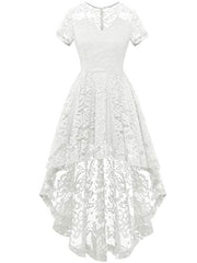 Women's Vintage Cocktail Dress Floral Lace V Neck Hi-lo Party Dress