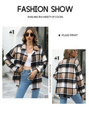 Women's Button Down Plaid Flannel Shirt Boyfriend Long Sleeve Oversized Blouses Tops 6020 Brown Large | Women's Casual Dresses