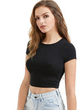 Women's Basic Short Sleeve Scoop Neck Crop Top | Women's Tops and Blouses