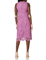 Women's Sleeveless Peacock Lace High Neck Midi Dress