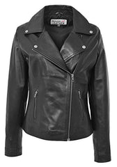 Womens Real Leather Biker Cross Zip Style Lola | Women's Coat & Jacket