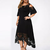Plus Size Dresses For Women Lace Strap Off The Shoulder Maxi High Low Cocktail Dress Wedding Guest Dresses | Women's Casual Dresses