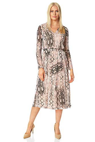 Roman Originals Women Snake Print Mesh Midi Dress Ladies Daywear Cas Original Brand