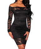 Women's Mini Dress Off Shoulder Floral Lace Vintage Cocktail Party Dresses