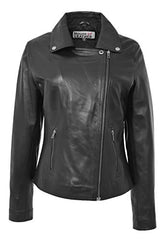 Womens Real Leather Biker Cross Zip Style Lola | Women's Coat & Jacket